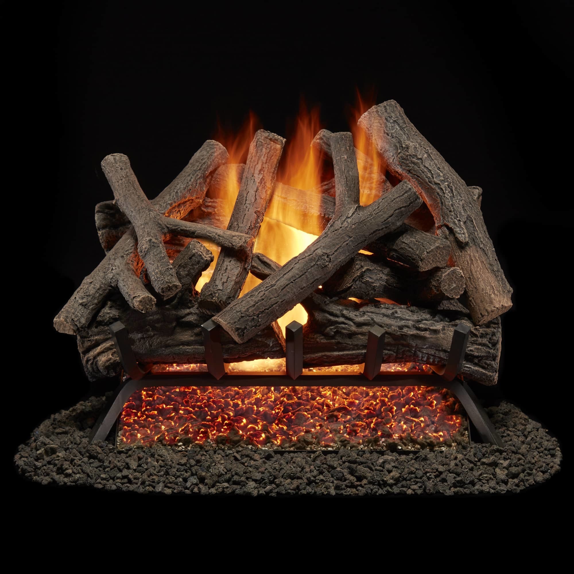 Bluegrass Living, Vented NG Gas Fireplace Log Set - 24in. Rustic O, Heat Output 55000 Btu/hour, Heating Capability 1500 ft², Model# BVL24-3